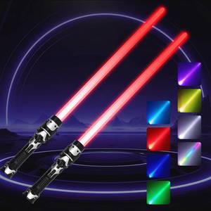 lot 14053 image: HegangNiu 2 Pack Light Up Sabers with FX Sound(Motion Sensitive) and Realistic Handle for Kids, Expandable Light Swords Set for Halloween Dress Up Parties, Xmas Present, Galaxy War Fighters