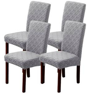 lot 14071 image: BOGUANG Kitchen Chair Covers Dining Chair Cover,Removable Washable Jacquard Parsons Chair Covers (Light Grey,Set of 4)
