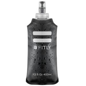 lot 14073 image: FITLY Soft Flask - 13.5 oz (400 ml) - Shrink As You Drink Pocket Soft Water Bottle for Hydration PackRunning Vest- Folding Water Bottle for Running, Hiking, Cycling - Ski Water Bottles (FLASK400)