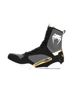 lot 14076 image: $$$size 12 Venum Elite Boxing Shoes - BlackWhite-Gold - Retail $152.81