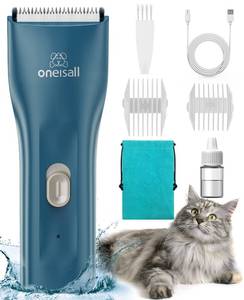 lot 14083 image: oneisall Pet Clipper for Cat Matted Hair, Pet Shaver for Cats Quiet Pet Clippers Waterproof Cordless Cat Clippers for Matted Hair Long Hair with Storage Bag (Green)