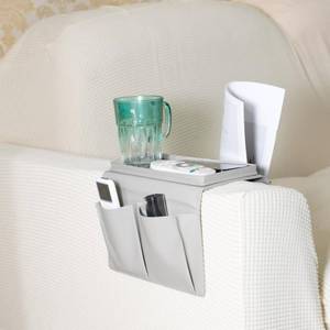 lot 14089 image: Yuoyar Leather Couch Caddy for Middle of Couch - Non-Slip Armchair Caddy for Recliner - Couch Remote Holder Accessories with Pockets (Grey)