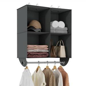 lot 14095 image: YOUDENOVA 4-Section Hanging Closet Organizer and Storage, Heavy Duty Hanging Shelves with Rod, Closet Storage for College Dorms, RV, Dark Grey