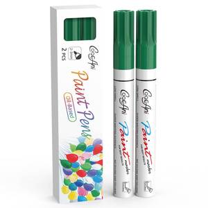 lot 14102 image: CoocAni Green Permanent Markers Paint Pens, 2 Pack Oil Based Opaque Paint Markers for Metal,Canvas,Wood,Rock Painting, Ceramic, Glass, Fabric Art Supplier (Green,2 Pack)