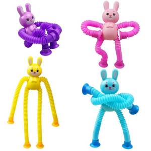 lot 14110 image: Pinkiwine 4 Pack Easter Bunny Suction Cup Pop Tubes Toys Sensory Fidget Toys for Kids Boys Girls Toddlers Easter Basket Stuffers Gifts