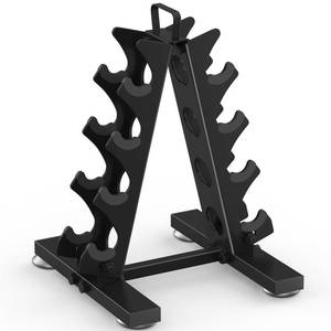 lot 14119 image: TomCare 4 Tier Dumbbell Rack Stand Only, Weight Rack for Dumbbell Set (5-15 LB) Home Gym Storage Rack for Weights Metal A-Frame Strength Training Dumbbell Racks with Handle (Dumbbells not Included)