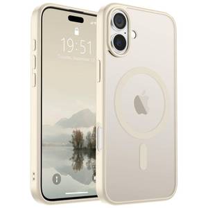 lot 14140 image: SUPFINE Magnetic for iPhone 16 Case (Compatible with MagSafe) (Military Grade Drop Protection) Slim Translucent Matte Shockproof with Anti-Fingerprint Phone Case,Antique White