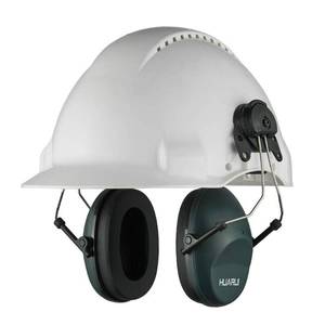 lot 14156 image: Noise Cancelling Helmet Attachable Ear Muffs Blocking Sound Reduction Ear Protection for Construction Site,Adaptors (Dark Green)