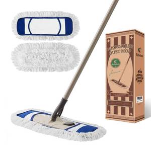 lot 14158 image: Eyliden Dust Mop with Reusable Washable Pads - One Touch Replacement, Height Adjustable Handle, Total 2 Mop Cloths, Wet Dry Mops for Floor Cleaning, Hardwood, Laminate, Tile Floor Push Dust Broom