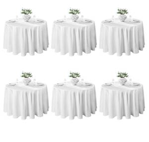 lot 14176 image: VidaFete Round Tablecloth 132inch 6pack Polyester Table Cloth, Stain Wrinkle Resistant Polyester Dining Table Cover for Kitchen Dinning Party Wedding Rectangular Tabletop Buffet Decoration(White)