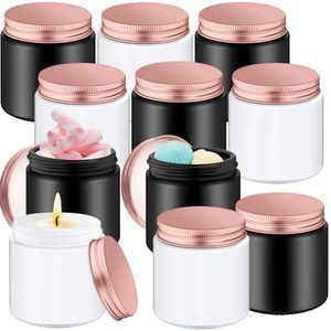 lot 14177 image: MISSING TWO Tioncy 12 Pcs 4oz Empty Cosmetic Container Glass Candles Jars with Rose Gold Lids 100ml Round Small Candle Making Mason Canning Jar for Sample Powder Liquid Camping Travel Storage(White, Black)