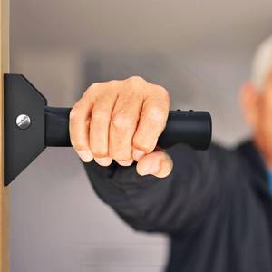 lot 14186 image: Flip up Grab Bars for Elderly for Wall, 6 inch Folding Doorway Assist Handle, Handicap Grab Bars for Doorframe, Stairs Steps, Mobility Aids for Elderly, Seniors and Alzheimer (Black)