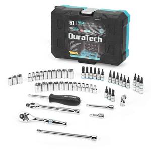 lot 14189 image: DURATECH 14 Socket Set, 51 Piece Tool Set Including Standard(SAE) and Metric Sockets, Bit Sockets, Ratchet and Universal Joint