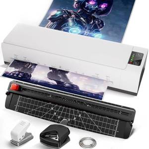 lot 14197 image: ONLY MACHINE A3 Laminator Machine,13 Inch 9-in-1 Laminating Machine with Laminating Sheets,Thermal Laminator Hot & Cold with Fast Warm Technology for Home,Office or School Supplies,White - Retail $111.33