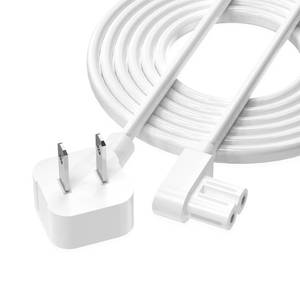 lot 14198 image: AGVEE 6.6ft TV Power Cord, 90 Degree Angled L-Shaped UL Listed 2-Prong AC Power Cable IEC C7 C8 Compatible with Samsung LG Sony Insignia Apple TV LCD LED, Vizio Roku JBL Partybox, White