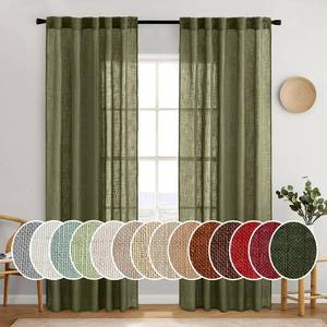 lot 14200 image: MIULEE Light Olive Green Linen Curtains 84 Inch Length 2 Panels for Bedroom Living Room, Soft Linen Textured Natural Window Drapes Semi Sheer Light Filtering Back Tab Rod Pocket Burlap Look Decor