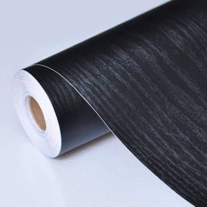 lot 14201 image: practicalWs Black Wood Contact Paper 17.7 x 78.7 Peel and Stick Wood Wallpaper Self Adhesive Black Wallpaper Covering for Kitchen Countertop Cabinets Vinyl Wrap Paper PVC