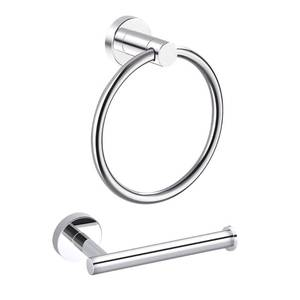 lot 14207 image: MARMOLUX ACC 2PCS Chrome Bathroom Hardware Set - Hand Towel Holder for Bathroom Wall & Toilet Paper Holder Wall Mount - Towel Holder Hanger Rack Stainless Steel Bathroom Set - Bathroom Towel Ring