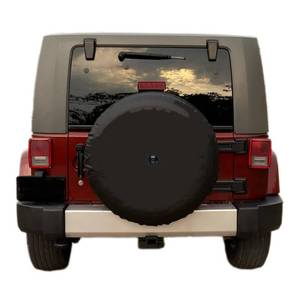 lot 14209 image: Aolowewin Black Spare Tire Cover with Back-up Camera Hole for Jeep Wrangler JL, Sport & Sahara, Ford Bronco SUVs. Dust-Proof Tire Cover Protector (L 26550R20, 26565R17, 26570R16)