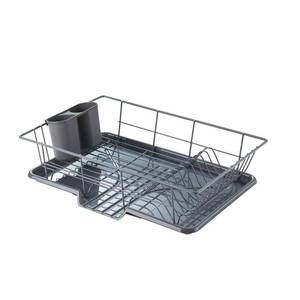 lot 14210 image: Sweet Home Collection Space-Saving 3-Piece Dish Drainer Rack Set Efficient Kitchen Organizer for Quick Drying and Storage - Includes Cutlery Holder and Drainboard - Maximize Countertop Space, Gray