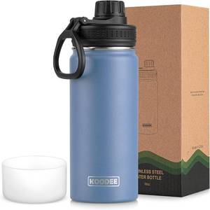lot 14217 image: koodee 16 oz Water Bottle Stainless Steel Double Wall Vacuum Insulated Water Bottle for School Wide Mouth Flask with Leakproof Spout Lid (Royal Blue)