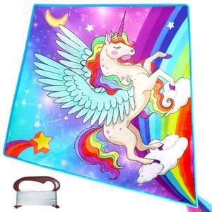 lot 14218 image: TOY Life Blue Unicorn Kite for Kids Easy to Fly Large Kids Kite - Kites for Kids and Adults Easy to Fly Big Beach Kites for Kids Age 4-8-12 Idea Gift for Children Outdoor Game Activities Beach Trip