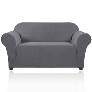 lot 14227 image: PrinceDeco Stretch Loveseat Sofa Cover Slipcover Couch Cover for 2 Cushion Sofa Washable Sofa Cover for Pets Friendly Furniture Protector Covers with Non Slip Bottom(Loveseat, Gray)