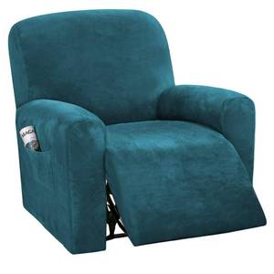 lot 14228 image: H.VERSAILTEX Velvet Stretch Recliner Couch Covers 4-Pieces Style Recliner Chair Covers Recliner Cover for Reclining Chair Slipcovers Feature Non Slip Form Fitted Thick Soft Washable, Deep Teal