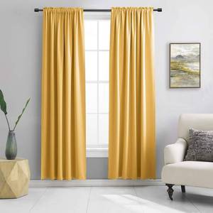 lot 14229 image: DONREN Gold Yellow Blackout Thermal Insulated Curtain Panels for Bedroom - 2 Panels 84 Inch Length Curtains Room Darkening Rod Pocket Curtain Drapes(52 Wide x 84 Inches Long)