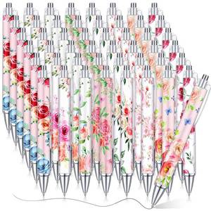 lot 14240 image: Cholemy 48 Pieces Flower Pens Bulk Spring Floral Ballpoint Pens Colorful Floral Retractable Black Ink for Women Spring Flower Writing Journaling Gifts Office Supplies