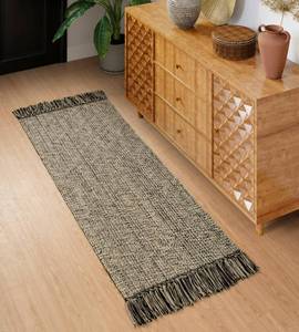 lot 14242 image: Collive Hallway Runner Rug, 2x5 Washable NaturalBlack Modern Entryway Runner Rug Hand-Woven Cotton Boho Kitchen Runner Rugs for Bedroom Laundry Room Rug Front Door Farmhouse Bathroom Rug Outdoor