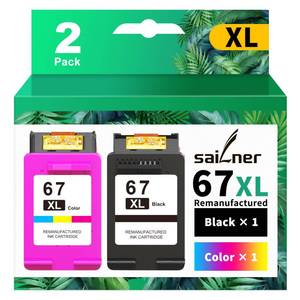 lot 14247 image: SAILNER 67XL HP Printer Ink Replacement for HP Ink 67 for HP 67 Ink cartridges BlackColor Combo Pack Compatible with DeskJet 2755e Ink Cartridges 2700e 2855e 4155e Envy 6055 6455e Printer 67XL Ink