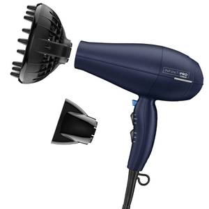 lot 14254 image: INFINITIPRO BY CONAIR Hair Dryer with Innovative Diffuser  Enhances Curls and Waves while Reducing Frizz  Dark Blue  Packaging May Vary