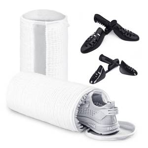 lot 44798 image: Yellow not White Teletrogy Shoe Washing Bag for Washing Machine, Fluffy Fibers Keep 360° Wrap-around Cleaning, 2 Pairs Adjustable Shoe Trees, Durable Hidden Zipper Reusable Shoe Laundry Bag for Sneaker Gym Shoes White