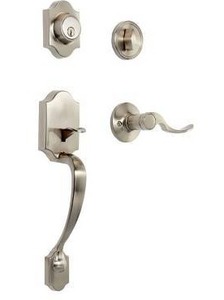 lot 14250 image: Amazon Basics Front Door Lock Set, Satin Nickel, 1-Pack