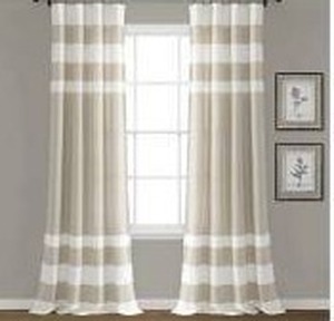 lot 14257 image: Lush Decor Taupe Stripe Window Curtains,  2 Panels, 40 x 84