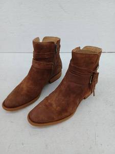 lot 14261 image: Born Brown Suede Ankle Boots with Side Fringe, Womens 10