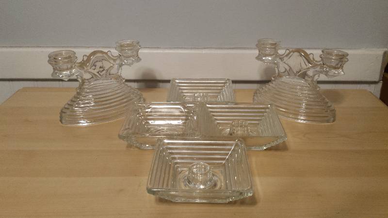lot 2655 image: Manhattan Glassware Candle Holding Set