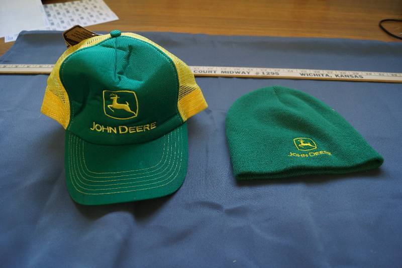 lot 227 image: John Deere Hat Lot- Beanie and Mesh Trucker Cap
