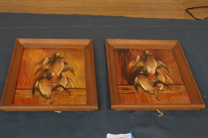 lot 1136 image: Vintage Framed Duck Pictures- PAIR
