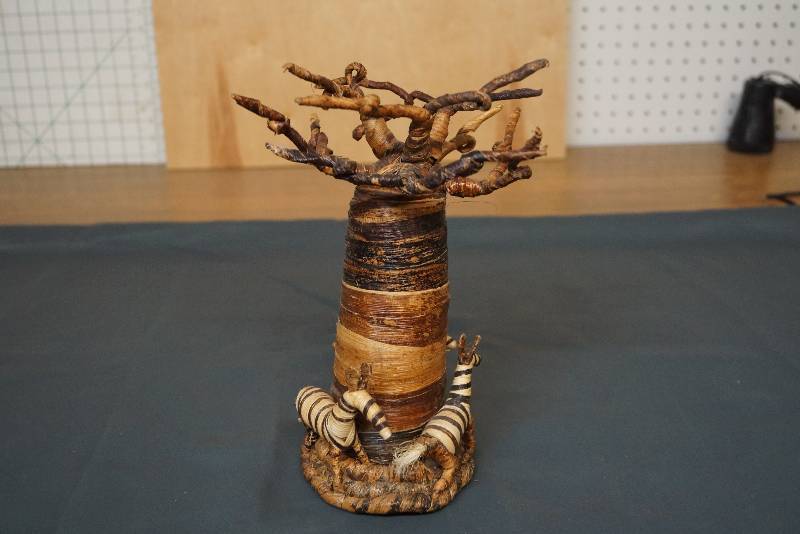 lot 246 image: Unique Wooden Jungle Themed Table Decor- Zebras and .......