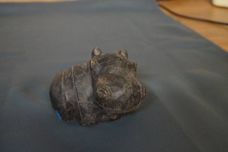 lot 251 image: Wood Hippo Figure   Handcarved