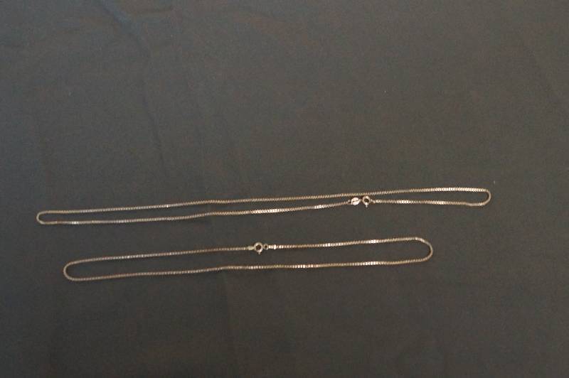 lot 1160 image: 2 Silver Chains- Necklaces  Both Marked Sterling