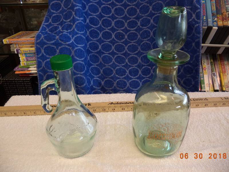 lot 1554 image: Glass Liquor Bottle Pair