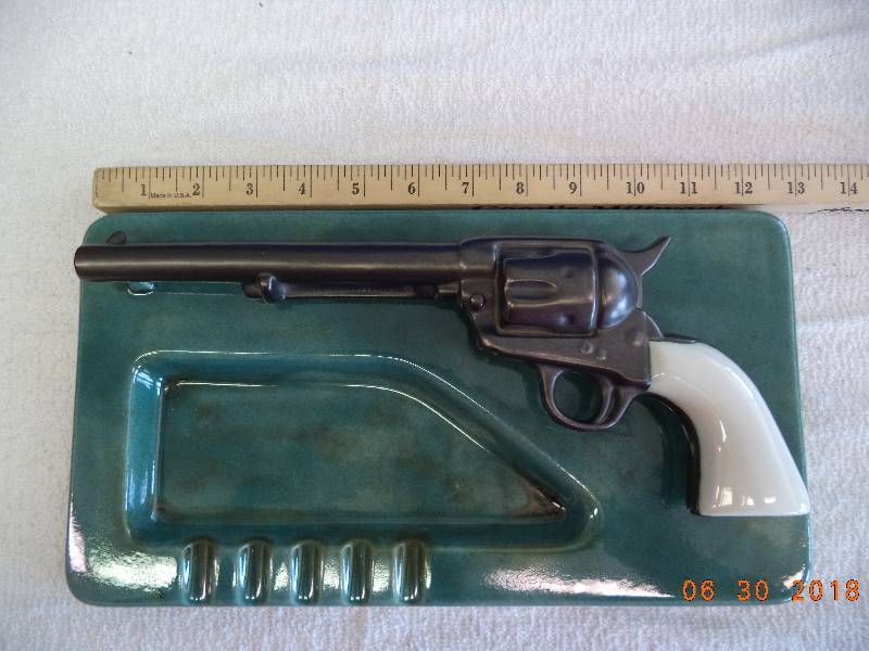 lot 1556 image: Mid-Century Ceramic Ashtray- .45 Pistol-  COOL