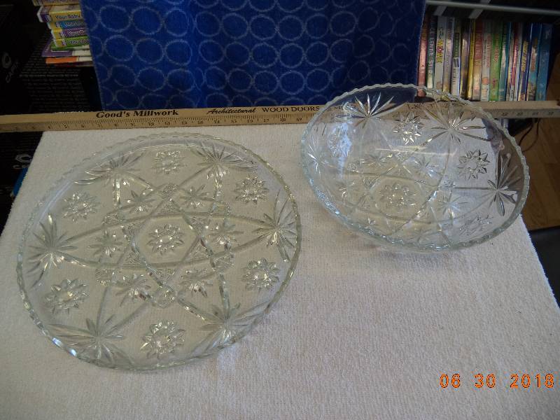 lot 1573 image: Cutglass Platter and Bowl