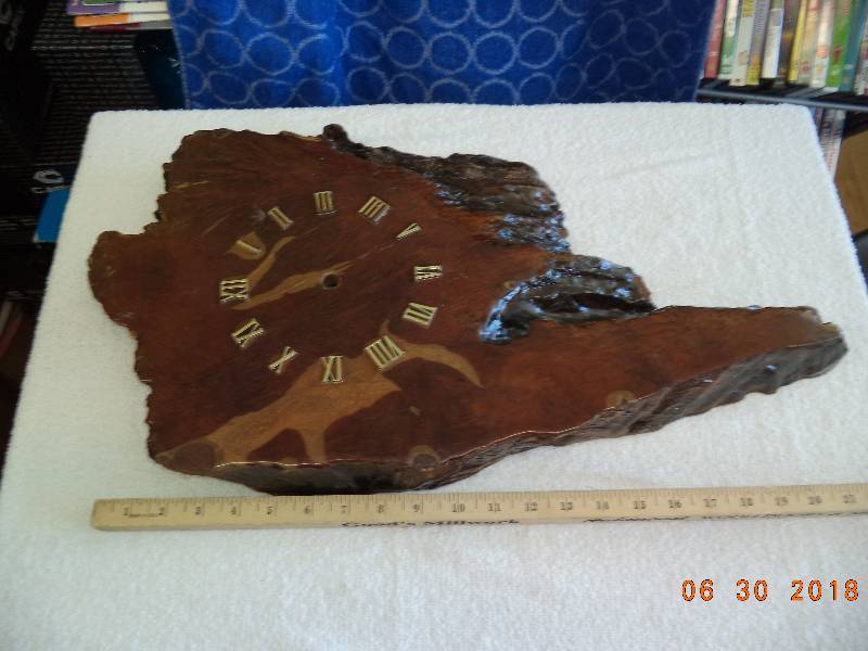 lot 1594 image: Live Edge Wood Slab Clock