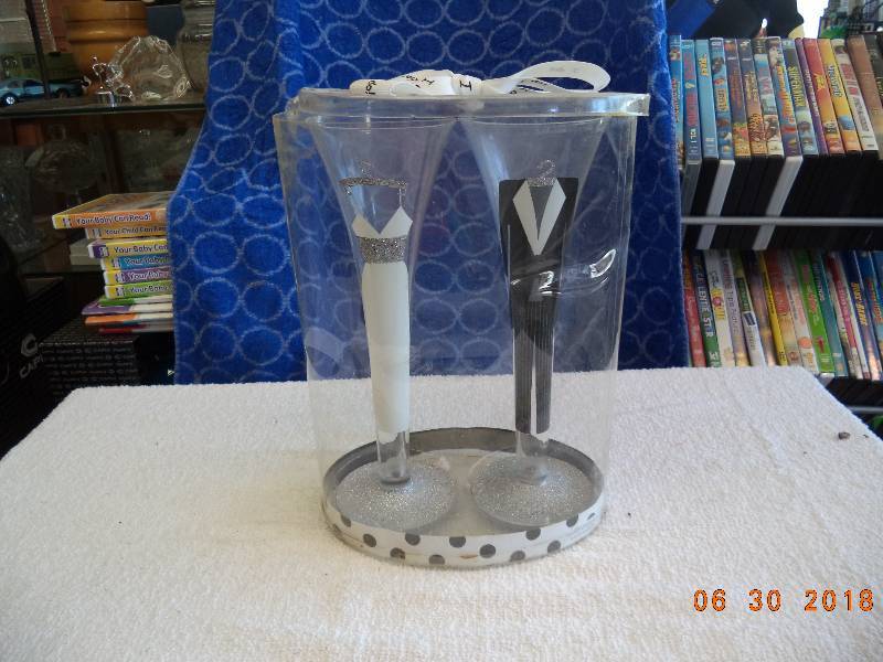 lot 1595 image: Wedding Stemware- Bride and Groom