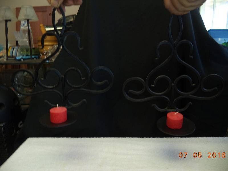 lot 1728 image: Pair of Wall Hanging Candle Holders