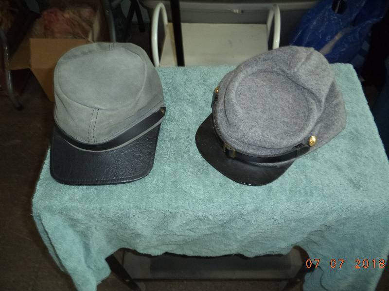 lot 1825 image: Confederate Soldier Civil War Army Hat- Gray  Lot of 2